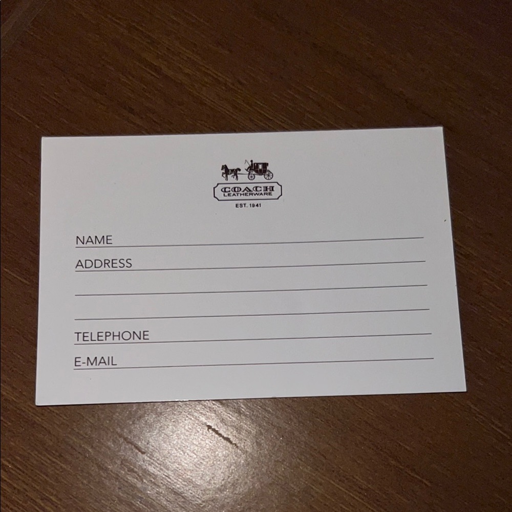 Coach White Information ID Card